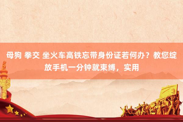 母狗 拳交 坐火车高铁忘带身份证若何办？教您绽放手机一分钟就束缚，实用