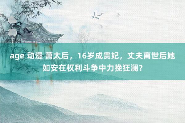 age 动漫 萧太后，16岁成贵妃，丈夫离世后她如安在权利斗争中力挽狂澜？